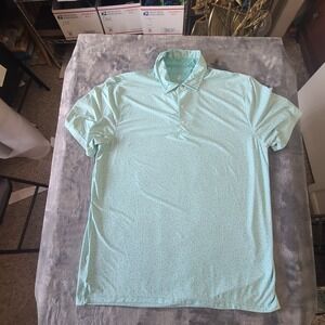 Hickey Freeman Golf Polo Shirt Mens L Aqua Green Floral Performance